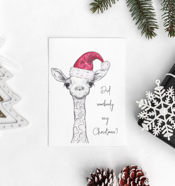 Giraffe Christmas card