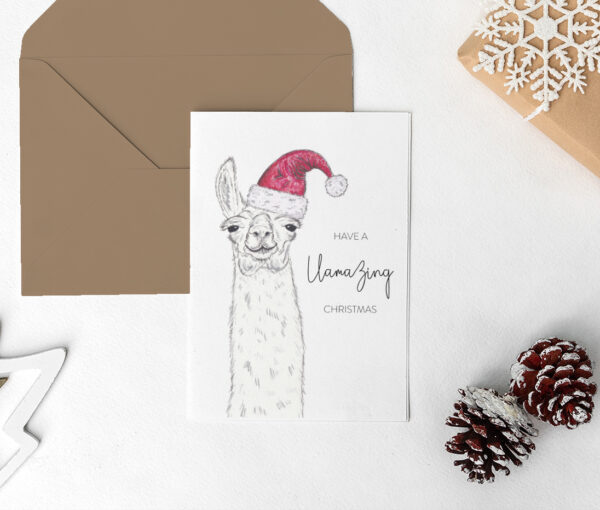 Llama Christmas card
